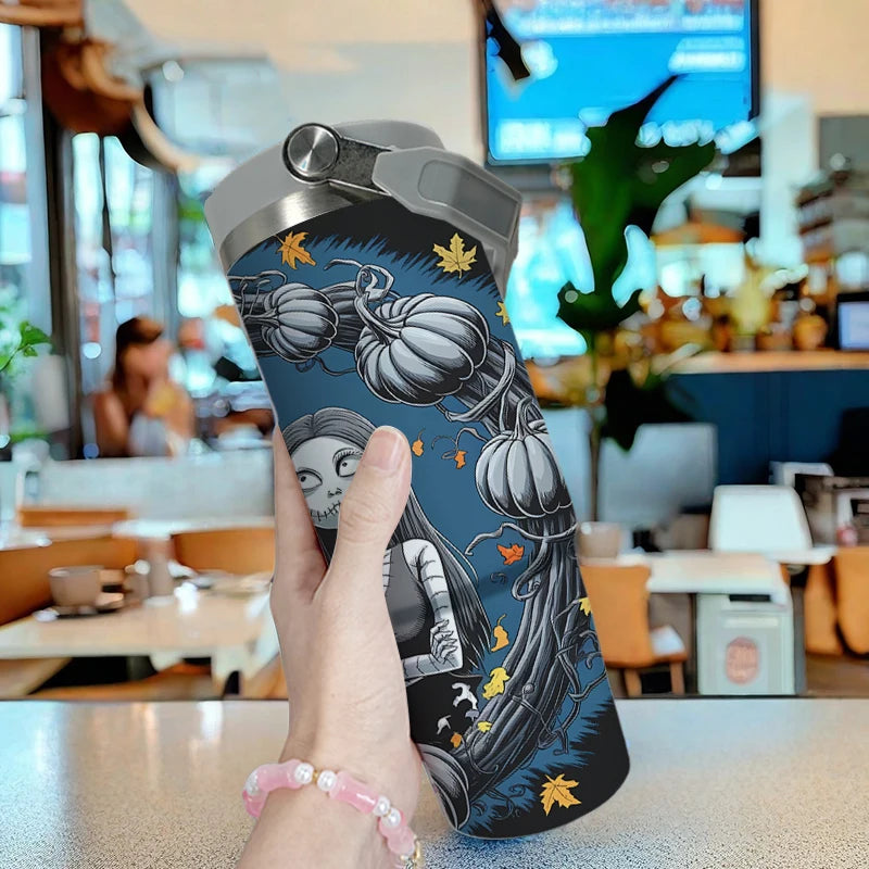 Double Stainless Steel 304 Coffee Thermos Mug Leak-Proof Non-Slip Car Vacuum Flask Travel Thermal Halloween Cup Water Bottle