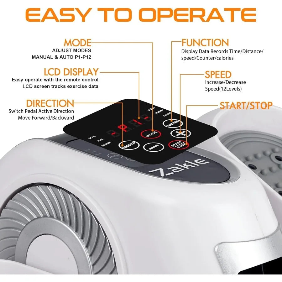 Under Desk Elliptical Machine, Electric Elliptical Training Machine w/Remote Control, 12 Speed Levels, Quiet Seated Pedal Exerc