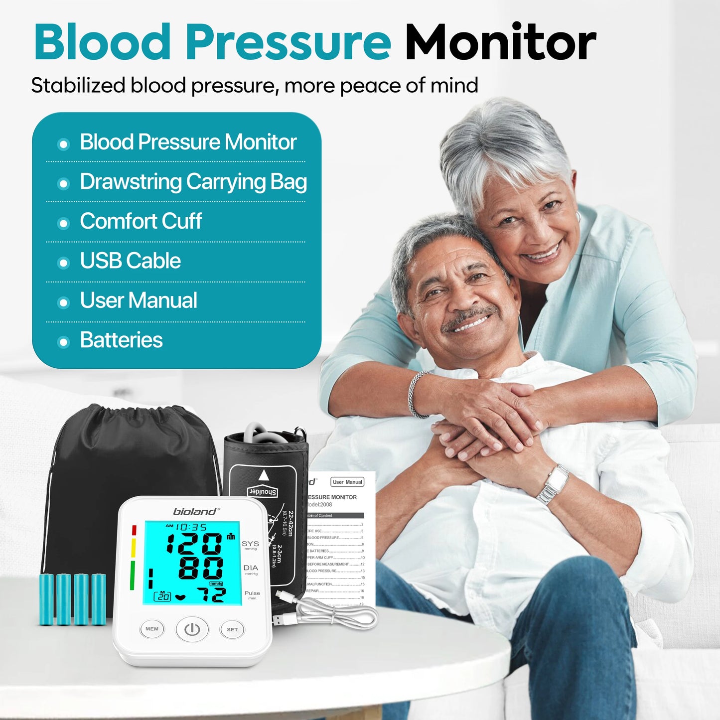 bioland Blood Pressure Monitor 2008 Tensiometer Upper Arm Automatic Digital BP Measuring Device 2005-1 Pulse Heart Rate Monitor