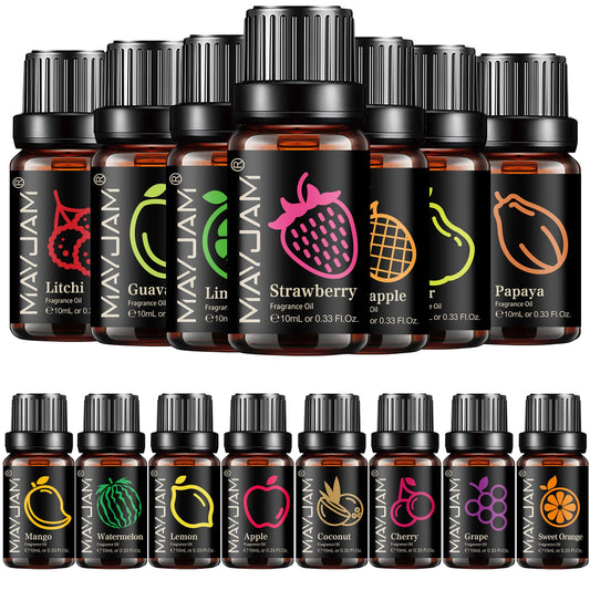 MAYJAM Fruit Fragrance Oil Strawberry Lemon Sweet Orange Papaya Litchi Kiwifruit Pear Fig Essential Oil Home Hotel Reed Diffuser