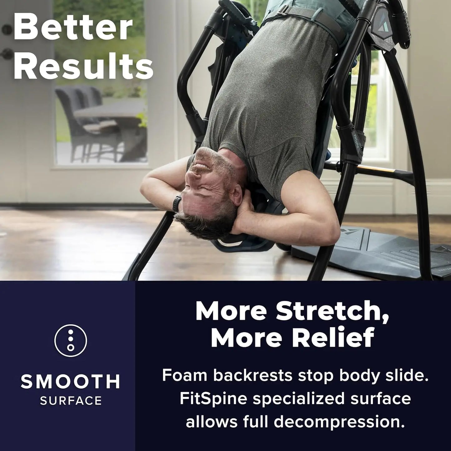 2025-hotFitSpine LX9 Inversion Table, Deluxe Easy-Reach Ankle Lock, Decompression Surface，UL Safety Certified,Heavy-Duty 300 lb