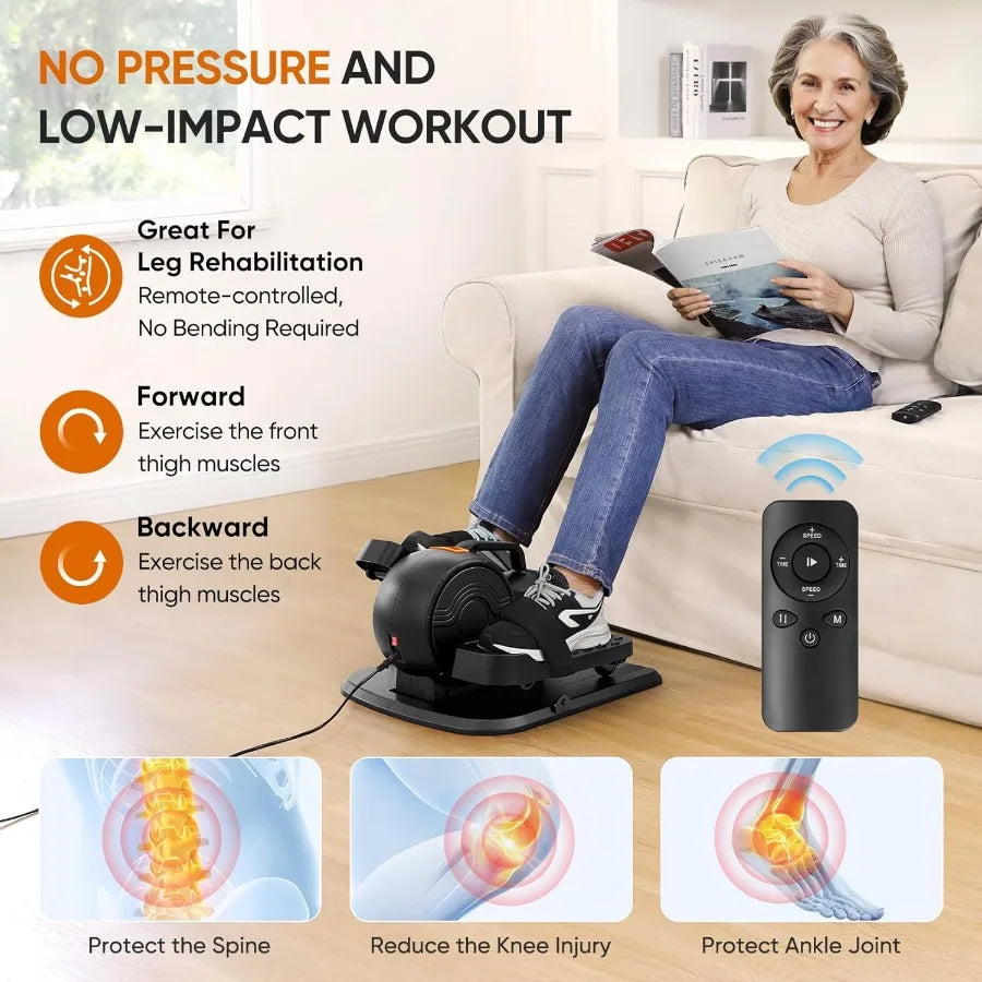 Under Desk Elliptical Machine 3in1 Electric Ellipse Leg Exerciser As Seen On TV 10 Adjustable Speed and Resistance Seated Pedal