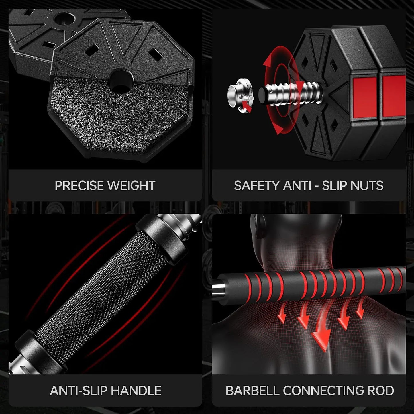 Adjustable Weights Dumbbells Set, 66LbsWeights Dumbbells Barbell, Home Fitness Weight Set Gym