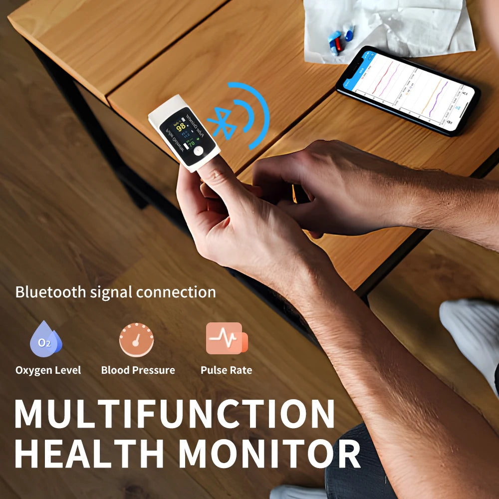 2 In 1 Dual Function Blood Oxygen and Blood Pressure Monitor, Intelligent Bluetooth Finger Pulse Oximeter+Blood Pressure Monitor