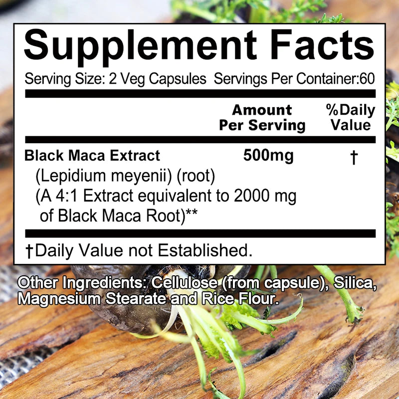 Maca Extract Supplement for Men and Women Boost Energy, Stamina & Mood Vegetarian Capsules