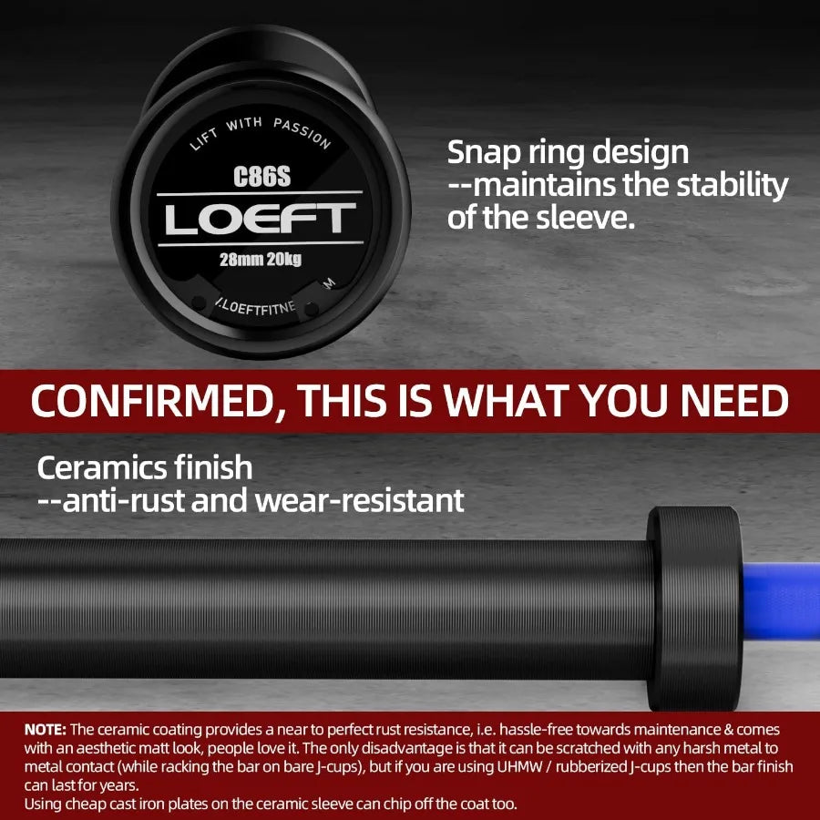 7ft  Barbell 45 lb Barbell for Powerlifting and Weightlifting 2000 lbs Weight Capacity 215K PSI Weight Bar Fit 2" Weights for S