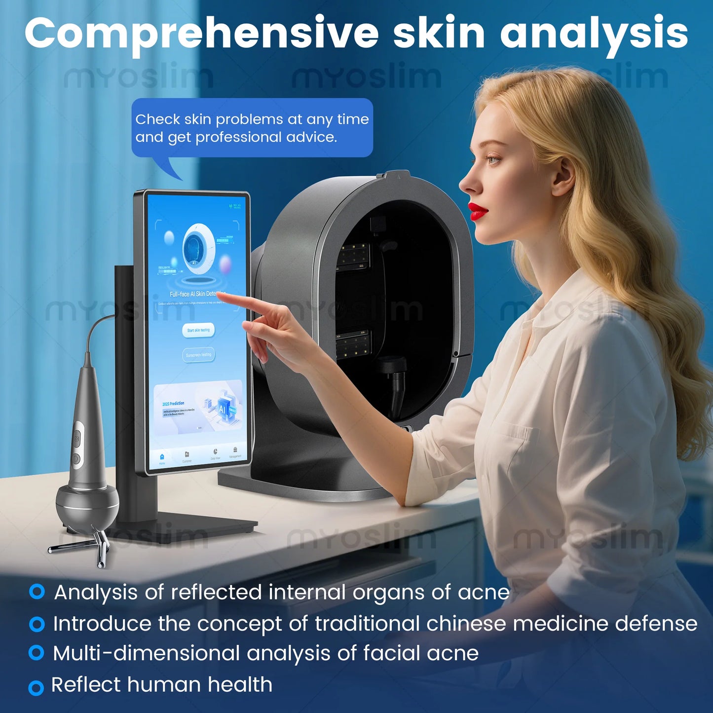 X5 Pro AI Skin Image Analyzer Beauty Equipment Full body Multi spectral Scanning Scalp Analyzer Multi language 21.5-inch