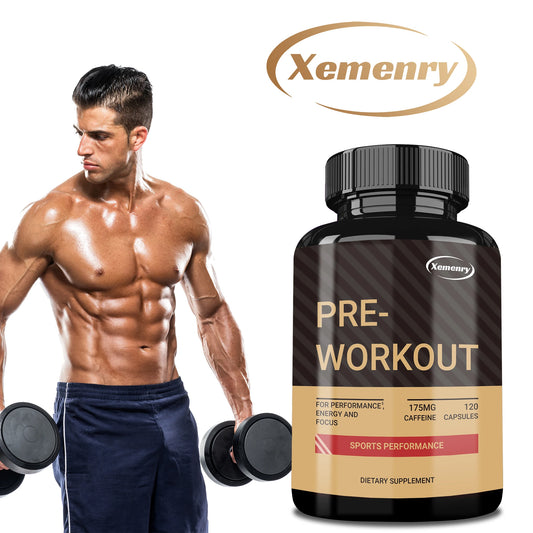 Pre-Workout Supplement - with Creatine Monohydrate - Replenish Energy, Build Muscle, Improve Athletic Performance - 120 Capsules