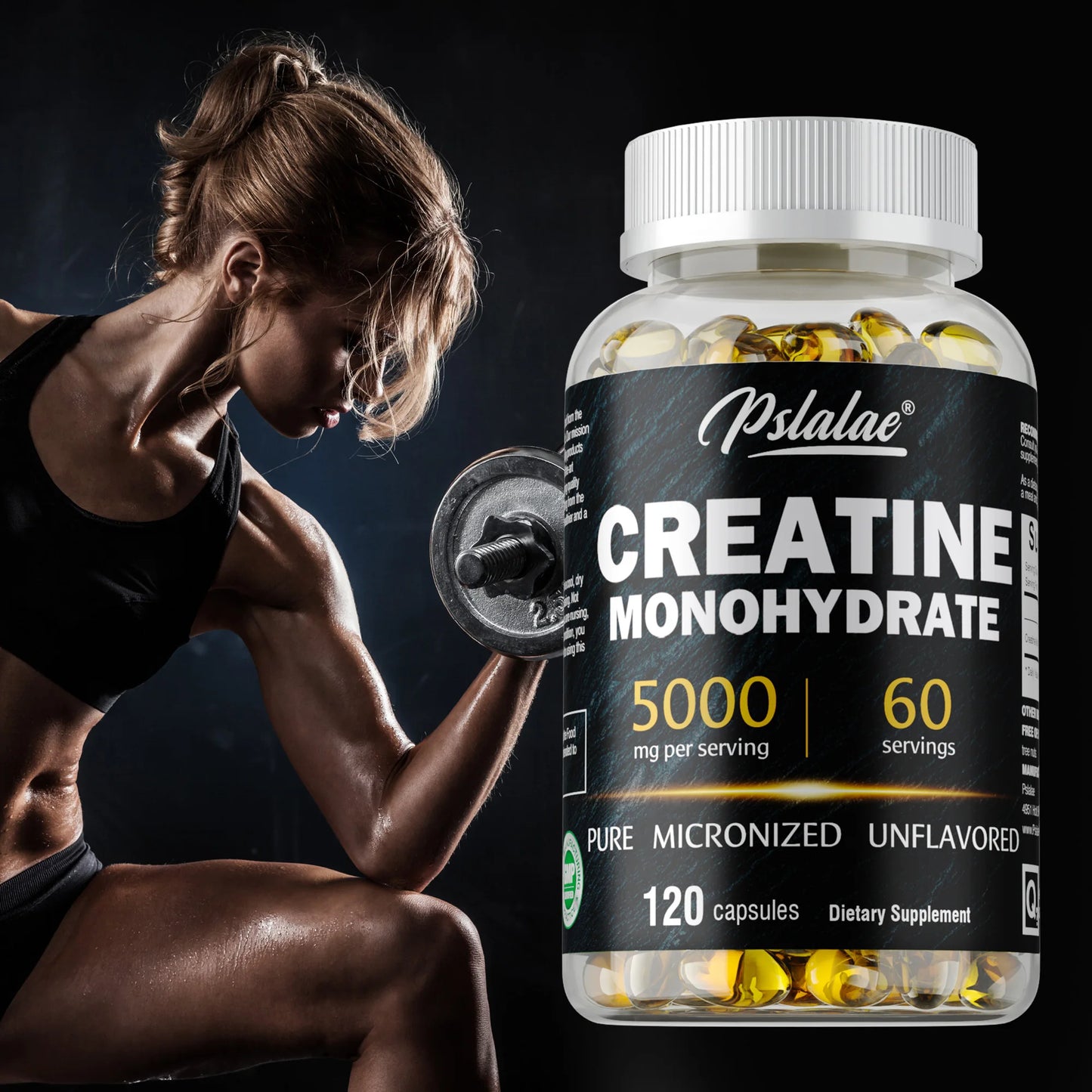 Creatine Monohydrate - Build Muscle, Improve Athletic Performance, Improve Energy Endurance and Promote Recovery - 120 Capsules