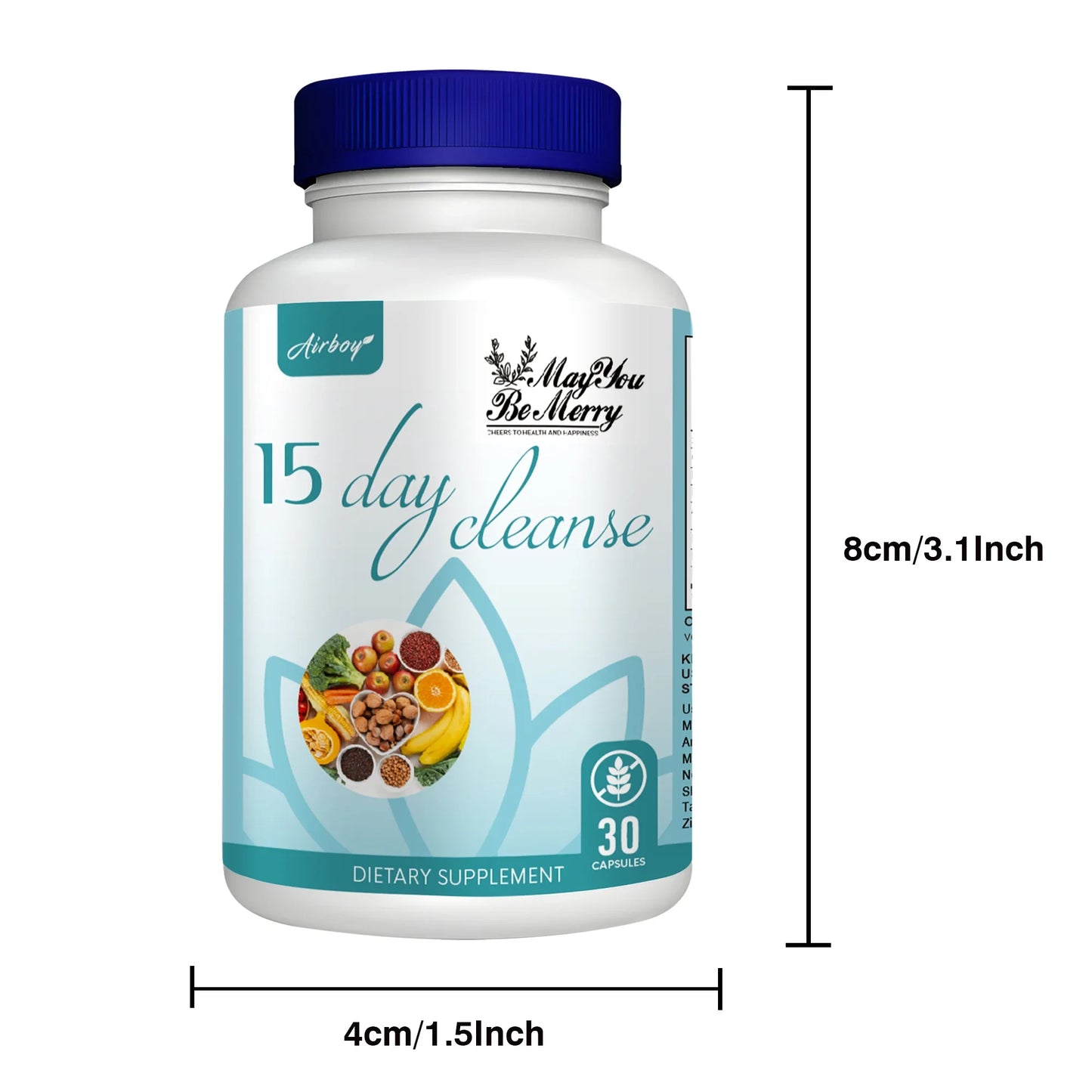 15 Day Cleanse - Promotes Fat Burning, and Reduces Fat Cells,Helps Eliminate Toxins From Blood Circulation - 30 Capsules