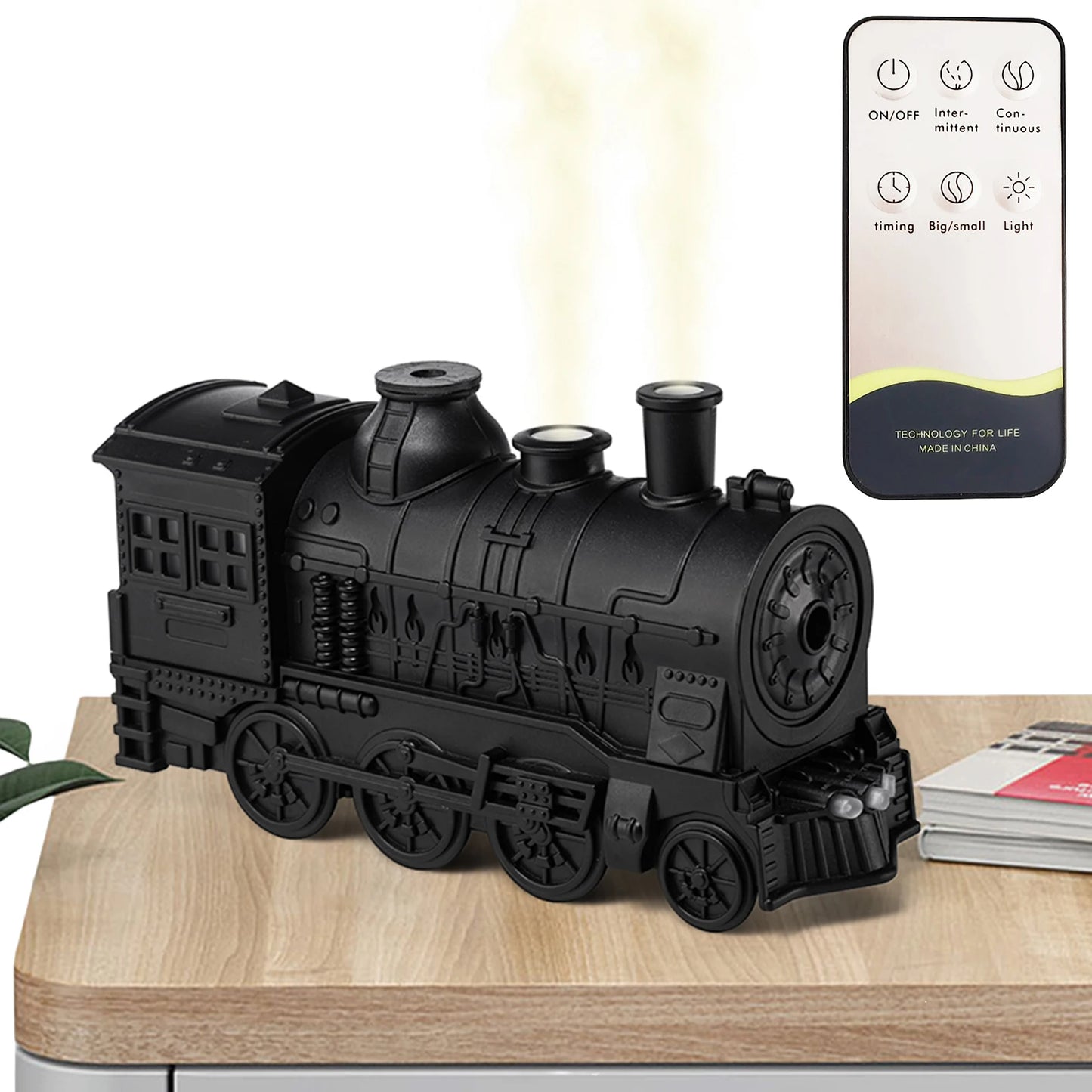 300ML Vintage Steam Train Air Diffuser Humidifier with 2-Color LED Light Essential Oil Diffuser for Home Decor & Gifts