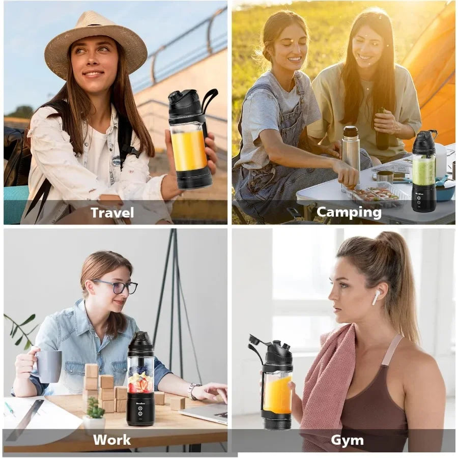 Portable Personal Blender for Smoothies Protein Shakes Frozen Drinks 24Oz Blender Cup Bottle with Sip Spout Travel Lid USB-C Re