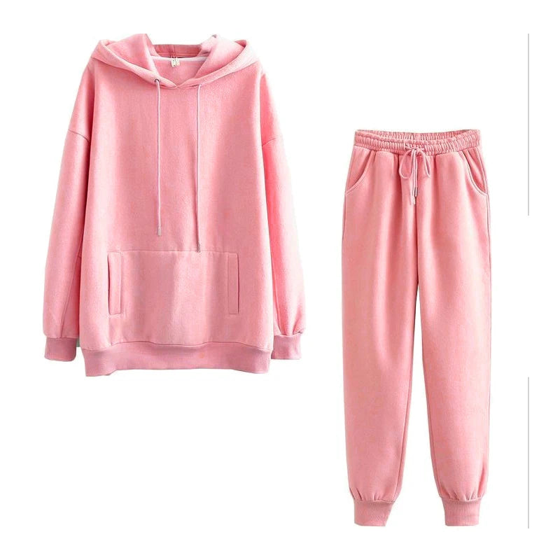 Women Tracksuit Casual Hoodies Sweatshirt Pant Set Lounge Wear Sport Suit 2PCS Autumn Winter Clothes Hooded Thicken Sets