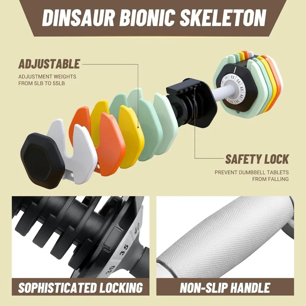 Pair of 25/55 lbs Adjustable Dumbbells for Home Gym Workouts Suitable for Men and Women