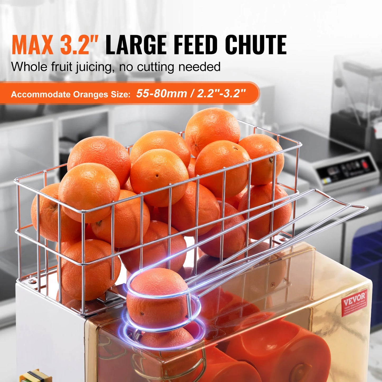 SucceBuy Commercial Orange Juicer Machine Automatic Juice Extractor Stainless Steel Orange Squeezer  with Pull-Out Filter Box﻿
