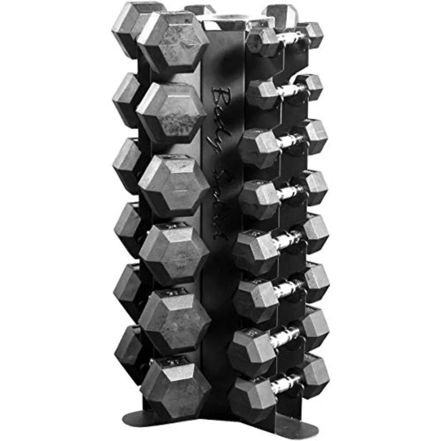 3-Side Vertical Dumbbell Rack for 5-50 lb. - Compact, Space-Saving Weight Holder for Home Gym, Holds upto 10 Pair of Dumbbells w