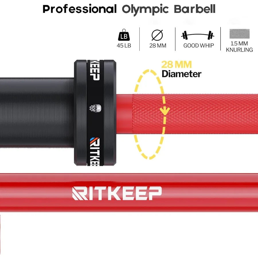 RitKeep 7ft  Barbell Weight Bar 45 LB Bench Press Bar Work Out Equipment for Home 700 LBS Max Capacity Weightlifting