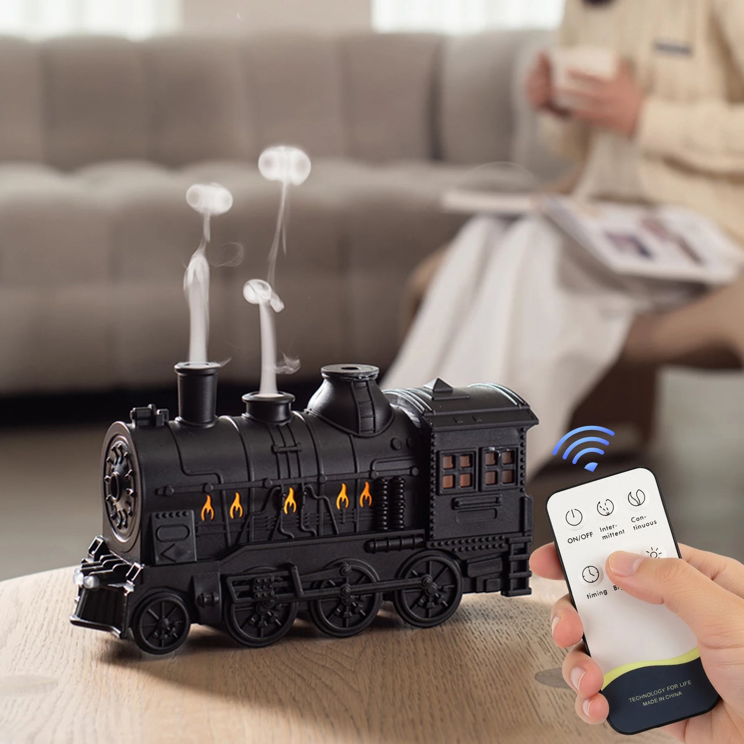 300ML Vintage Steam Train Air Diffuser Humidifier with 2-Color LED Light Essential Oil Diffuser for Home Decor & Gifts
