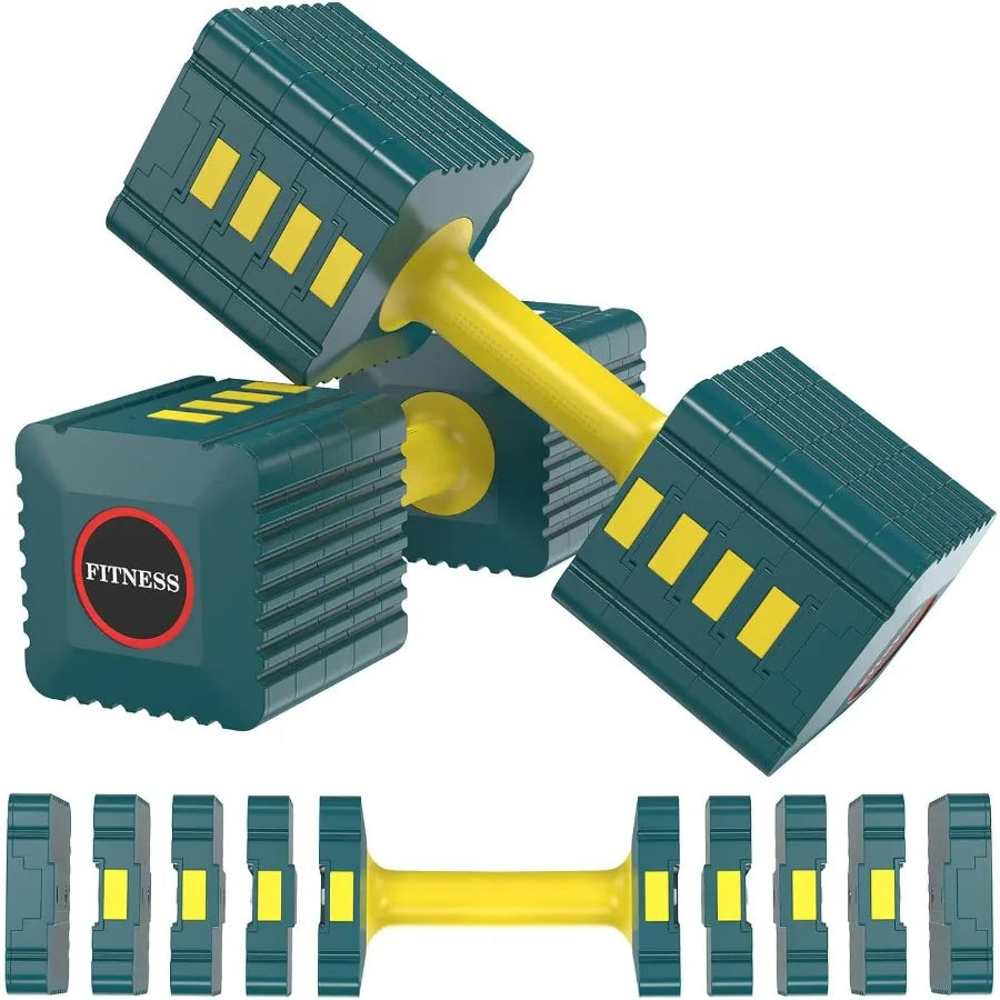 Adjustable Weight Dumbbells Set of 2, 3.4lb/5.7lb/8lb/10.3lb/12.6lb Each Hand Weight Sets for Women/Men, Adjustable Dumbbells Se