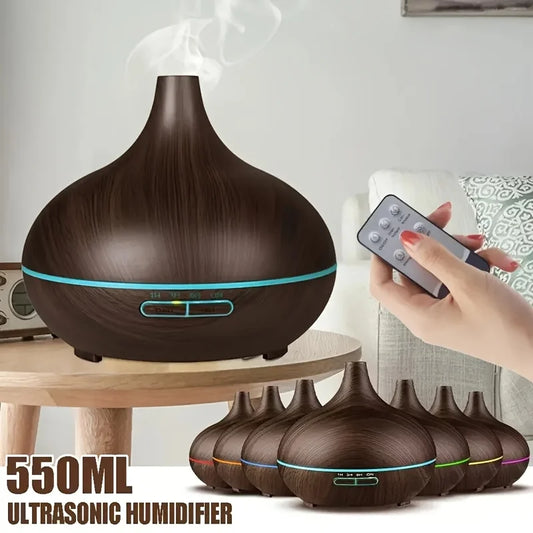 NEW Diffuser For Home 6 Oil Set,550ml Essential Oil Diffuser with Remote Control Ultrasonic Humidifier 7 Color LED Light