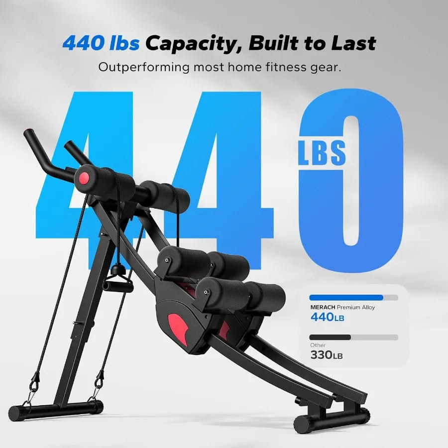 Ab Machine, Adjustable Ab Trainer Machine, AB Workout Equipment for Home Gym, Independent Dual Tracks for Mountain Climber, Fold