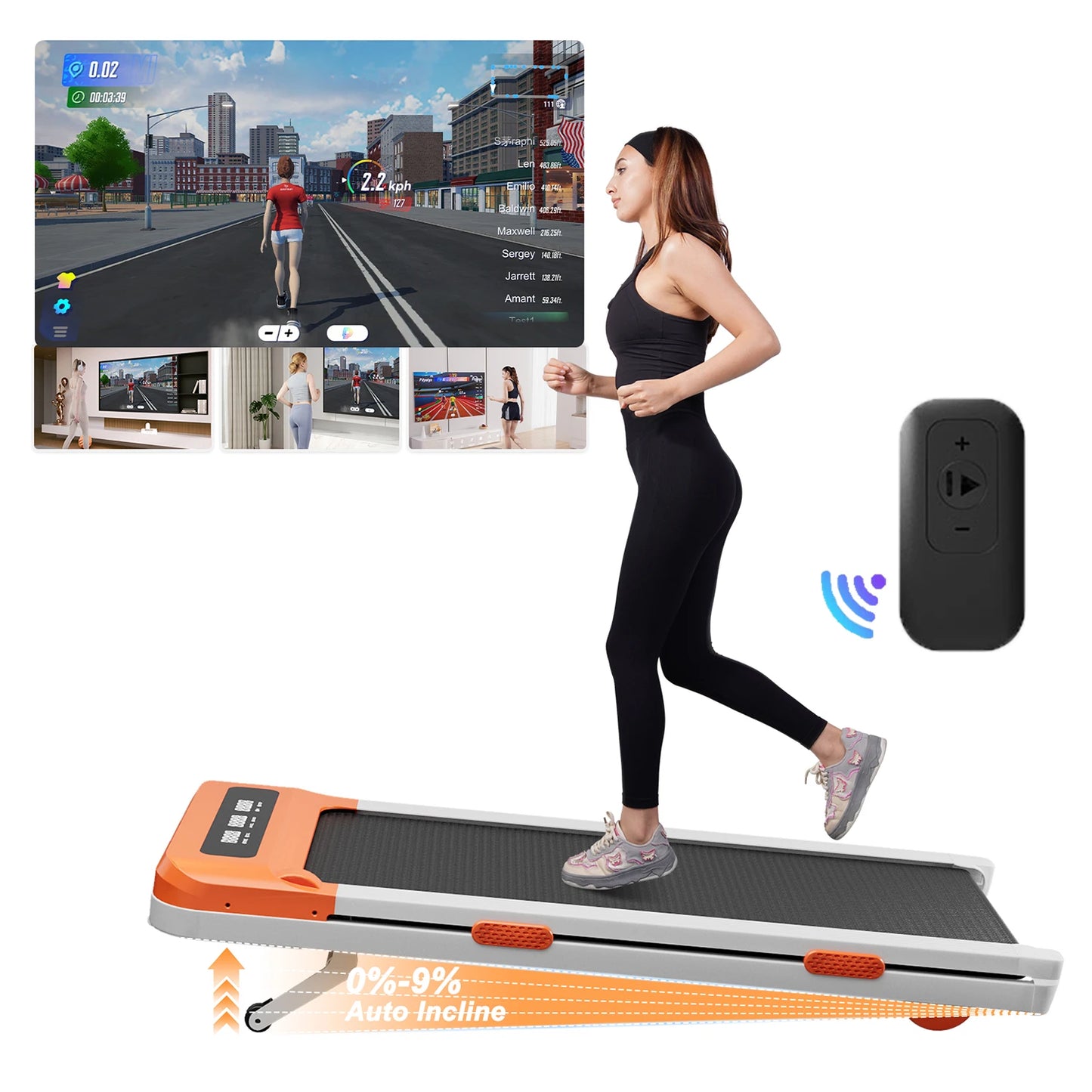 Foldable Treadmill 9% Incline 3.8mph/6kph Walking Pad for Home Treadmills LCD Screen APP Monitoring 3.0HP Motor Exercise Machine