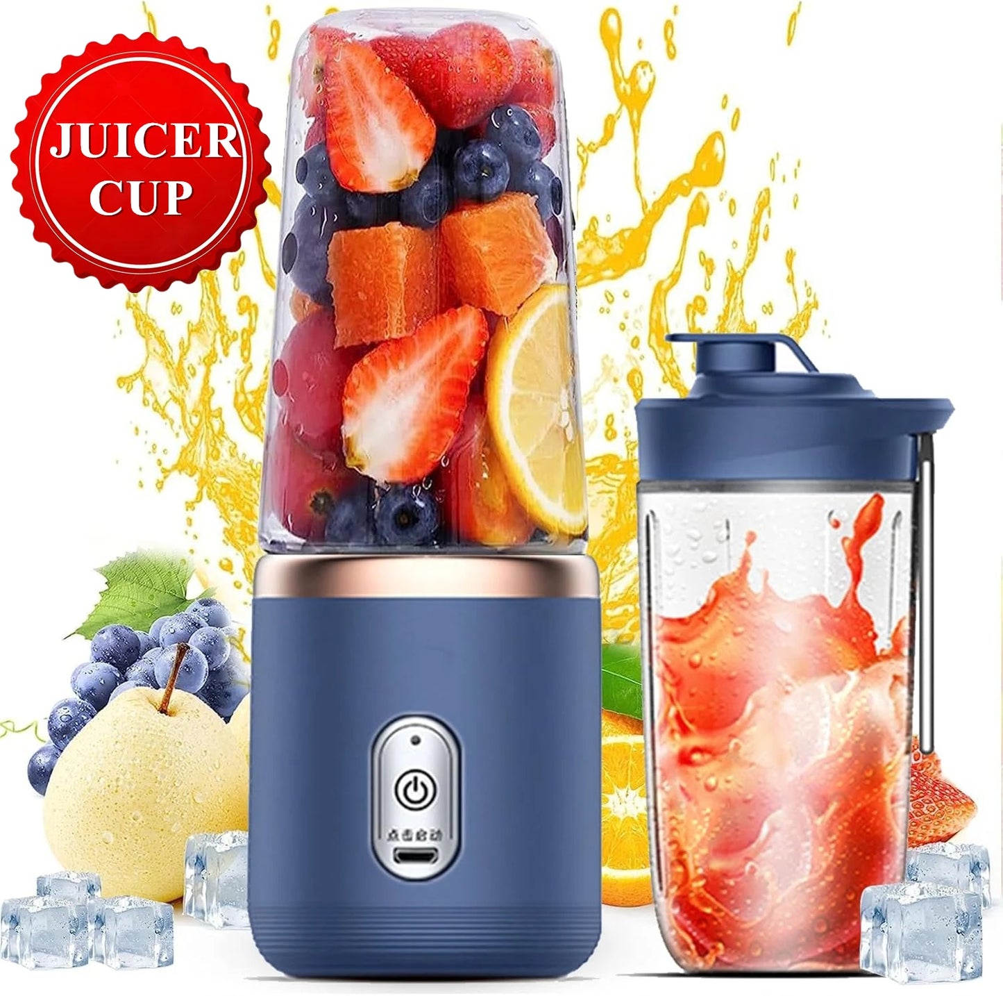 Portable Blender, Personal Mini Blender USB Rechargeable for Shakes and Smoothies, 400ML Portable Fruit Veggie Juicer Cup
