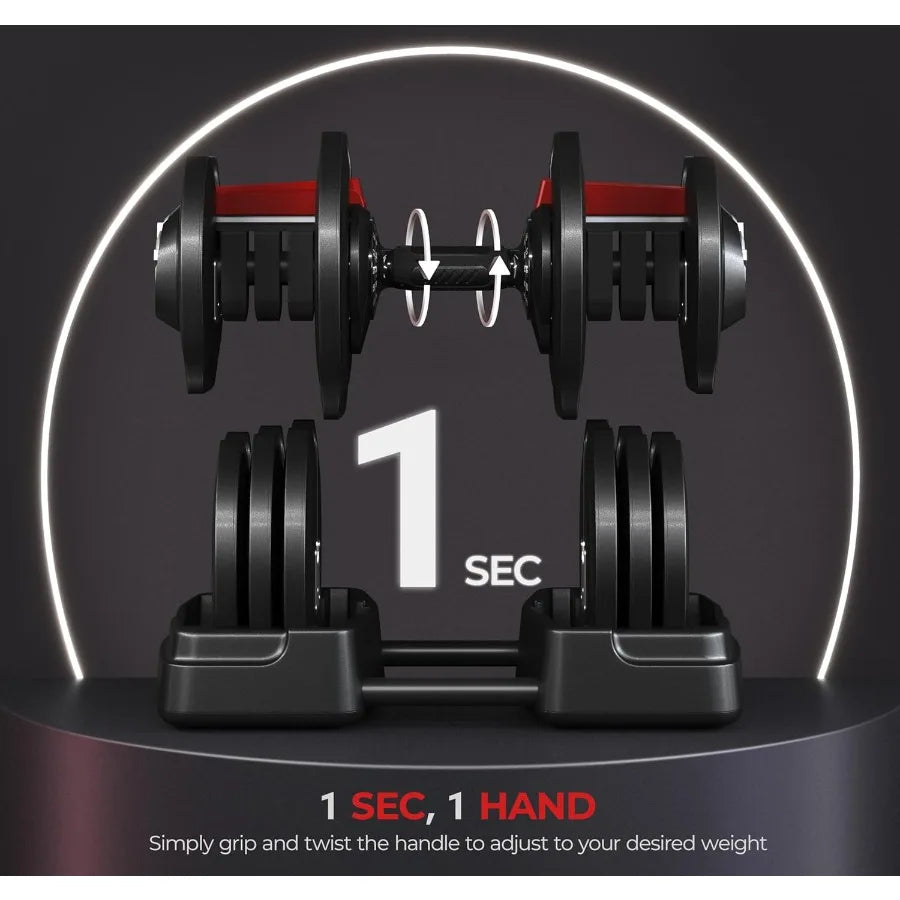 Adjustable Dumbbell Set Free Weight Dumbbells 90lbs Fast Adjust Dumbbells Dumbbell Weight Set, with Tray for Men/Women Strength