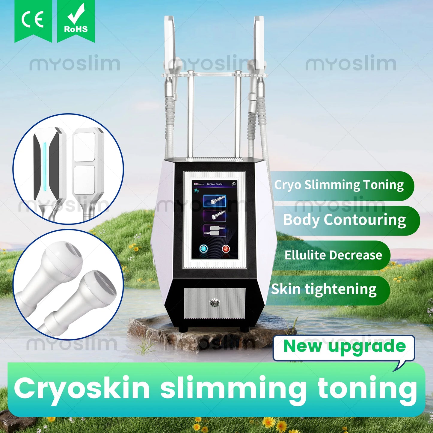 New Product 4 Handles Cryo Ems Plates Pads Sculpting Machine Cryoskin Skin Lifting Cool Freeze Fat Burning Device for Slimming