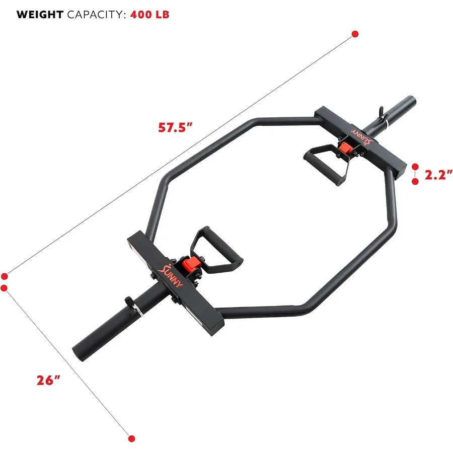 Strength Training  Hex Bar Barbell High Load Capacity Swivel Handles Safety Clips Knurled Handles for Deadlifts Shoulder Presse