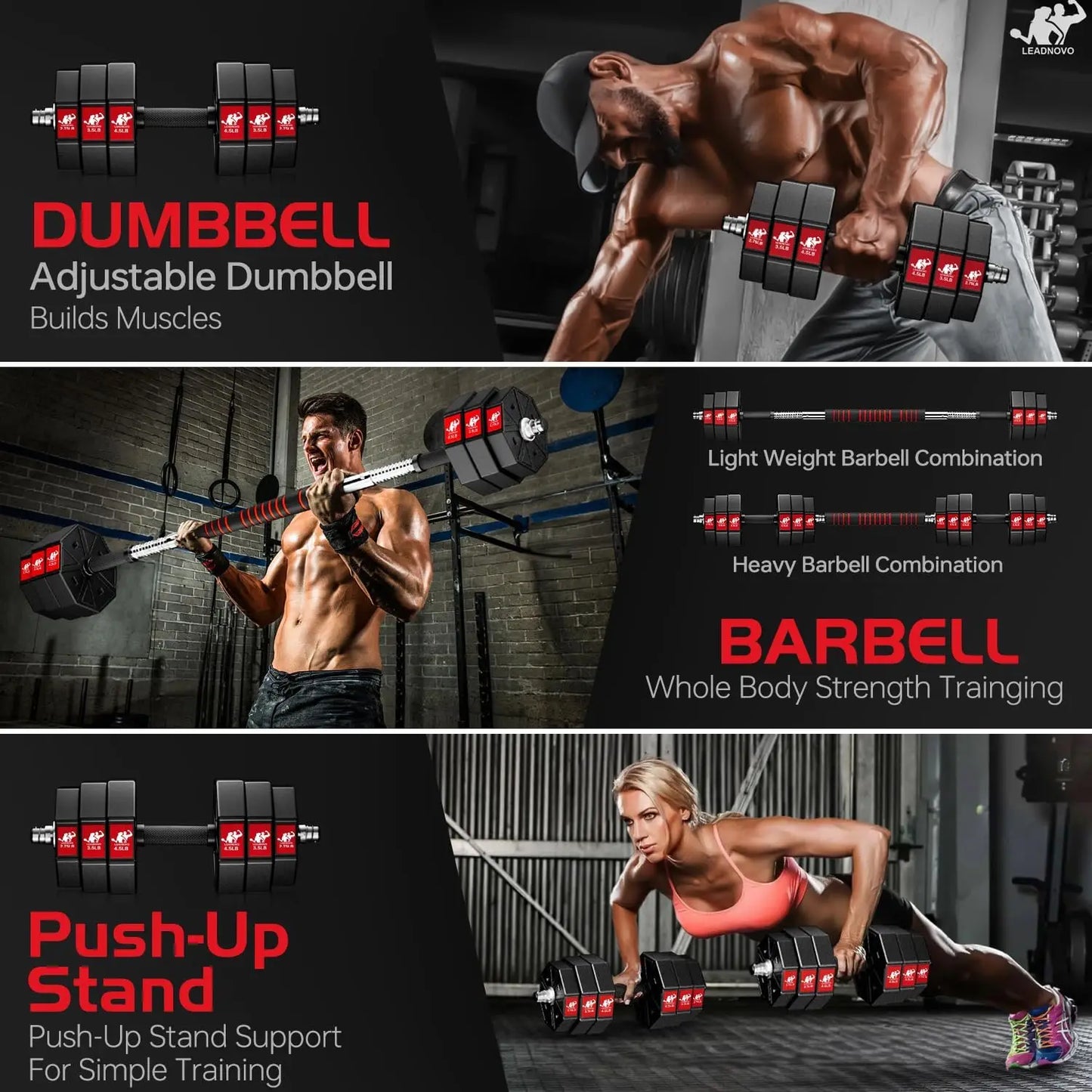 Adjustable Weights Dumbbells Set, 66LbsWeights Dumbbells Barbell, Home Fitness Weight Set Gym