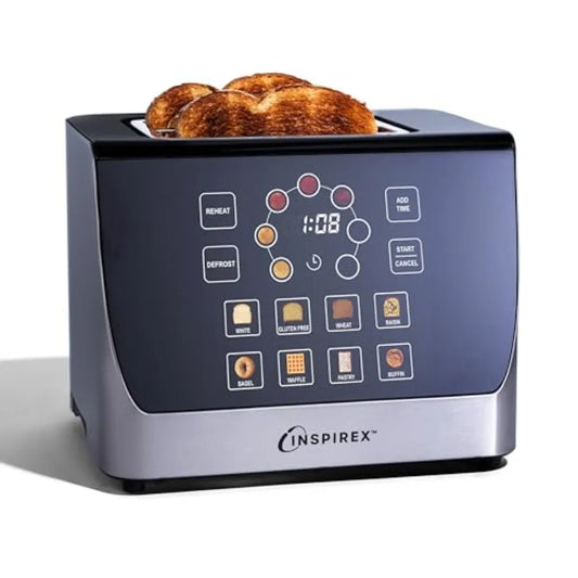 Inspirex Touch Screen Display Smart Toaster, 2 Slice with 8 Bread Types and 7 Browning Modes, Automatic Lowering and Raising Digital