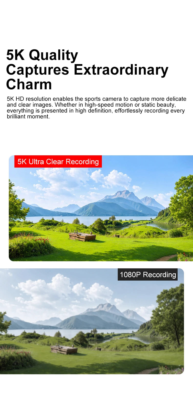 5K Pocket Action Camera Rotation Lens Quick Focus Sports Camcorder 1.69" Touch Screen Video Record Camera  Anti Shake