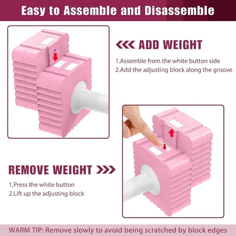 Adjustable Weight Dumbbells Set of 2, 3.4lb/5.7lb/8lb/10.3lb/12.6lb Each Hand Weight Sets for Women/Men, Adjustable Dumbbells Se