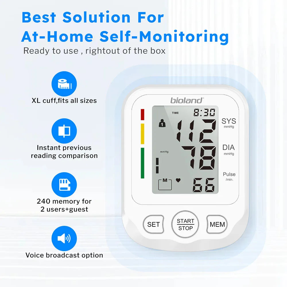 bioland Blood Pressure Monitor 2005 Tensiometer Upper Arm Automatic Digital BP Measuring Device 2005-1 Pulse Heart Rate Monitor