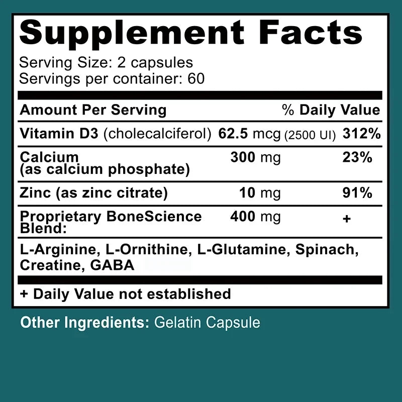 Height Growth Supplement With Vitamins and Calcium Zinc - Improves Bone Strength Promotes Growth - 120 Capsules