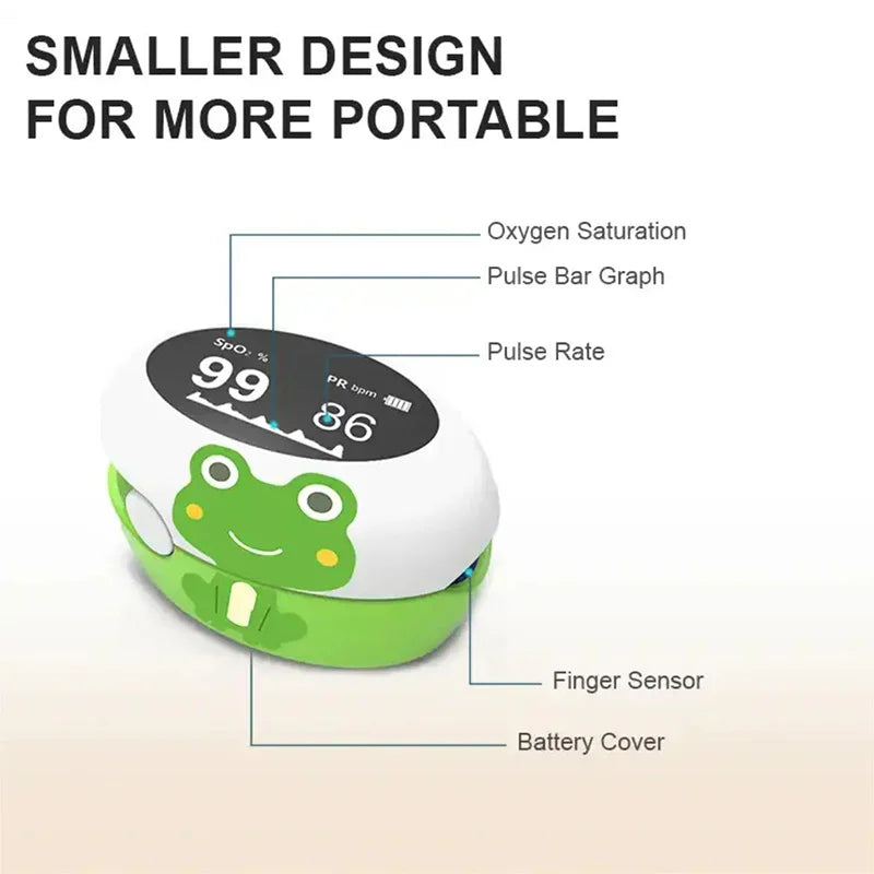 Mini Portable Finger Pulse Oximeter - Fast & Accurate SpO2 and Heart Rate Monitor with Built-in Battery
