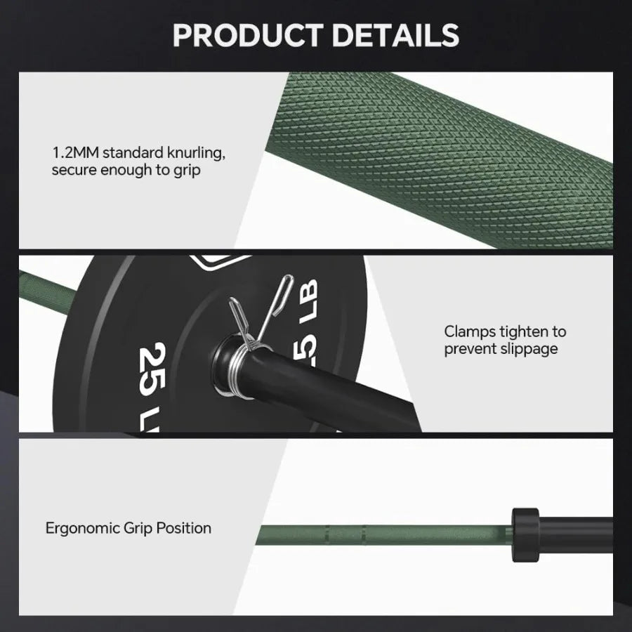 7FT Barbell Bar with Weight Plate Set Combo Solid Bar with Bearings 700Lbs Capacity Weight Bar for Home Gym Strength Training W