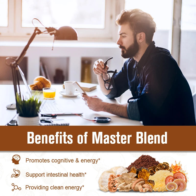 GPGP GreenPeople 226G Lion's Mane Mushroom Coffee with Reishi,Cordyceps &Turkey Tail-Energy,Mental Clarity & Focus,Brain Booster