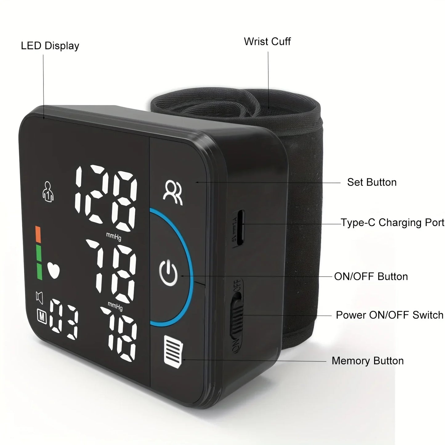 Bluetooth Voice Rechargeable Wrist Blood Pressure Monitor USB Dual Mode Tonometer Blood Pressuremeter For Apple Android Phone