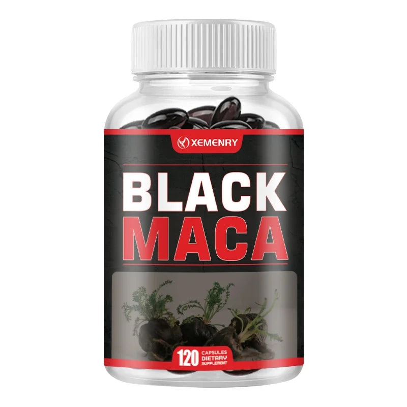 Black Maca Capsules - Enhances Energy, Endurance and Performance, and Improves Muscle Mass - 120 Capsules