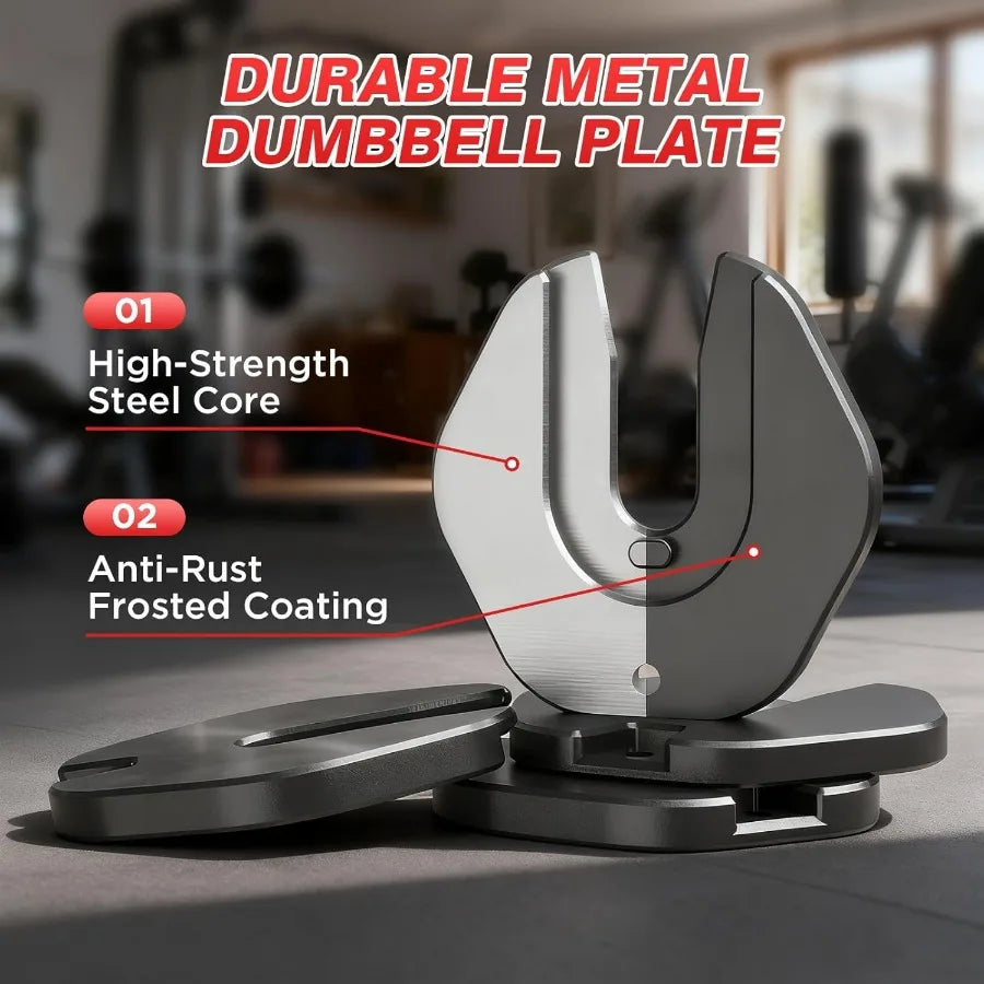 Adjustable Dumbbells Set of 2 Durable Weights for Home Strength Training 10 in 1/15 in 1 Free Weights Set with Anti-Slip Grip F