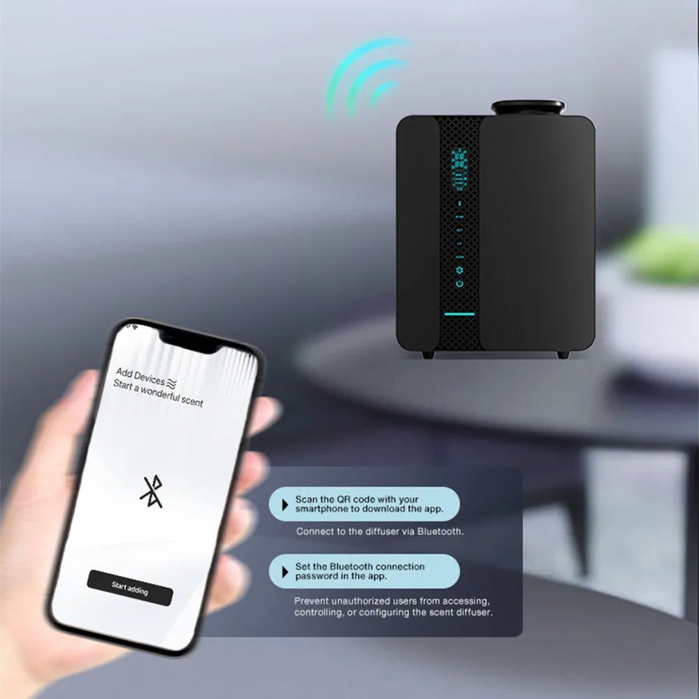 2025 New Home Fragrance Aroma Diffuser 500m³ Perfume Air Freshener Water Free Essential Oil 200ML WIFI Bluetooth APP Machine