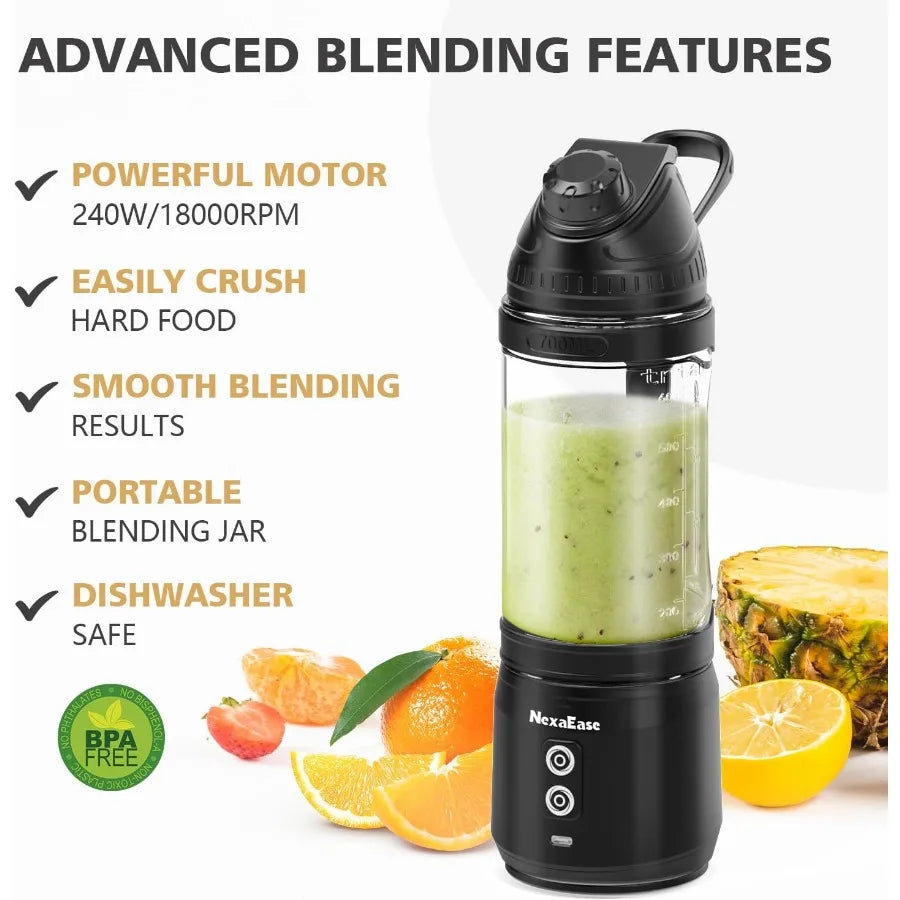 Portable Personal Blender for Smoothies Protein Shakes Frozen Drinks 24Oz Blender Cup Bottle with Sip Spout Travel Lid USB-C Re