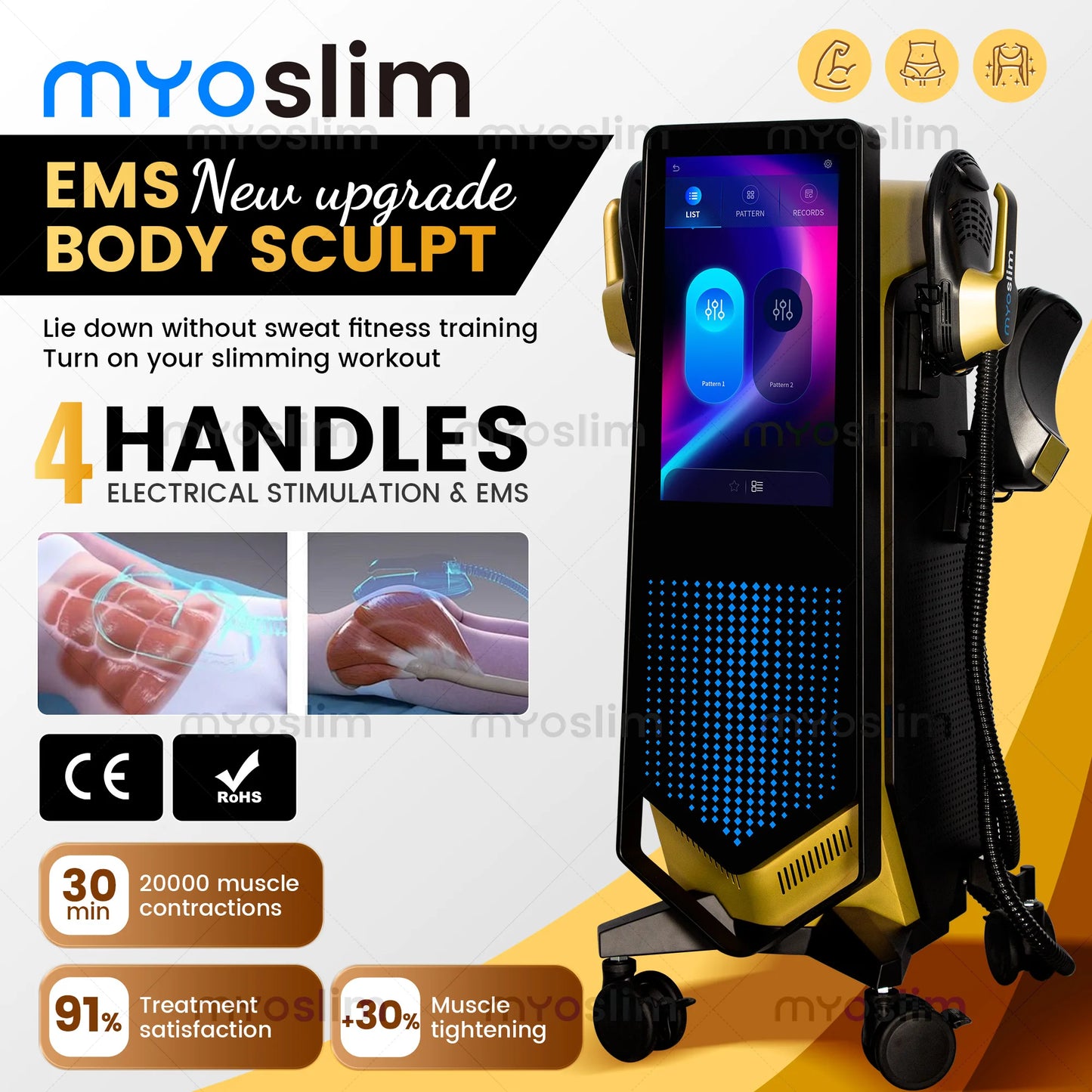 EMS Body Professional Body Shaping Device 6500W Large Screen Slimming And Body Shaping Electromagnetic Stimulation For Muscles