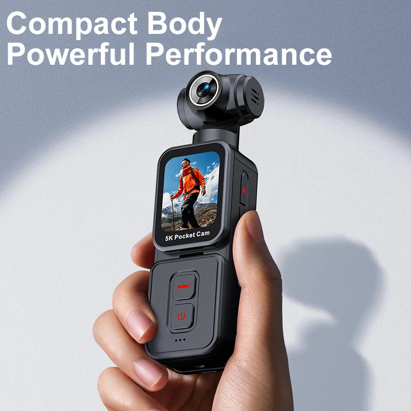 5K Pocket Action Camera Rotation Lens Quick Focus Sports Camcorder 1.69" Touch Screen Video Record Camera  Anti Shake