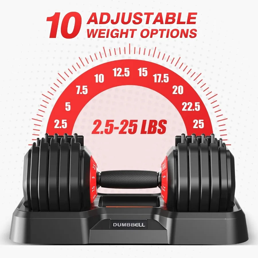 Adjustable Dumbbells Set of 2 Durable Weights for Home Strength Training 10 in 1/15 in 1 Free Weights Set with Anti-Slip Grip F