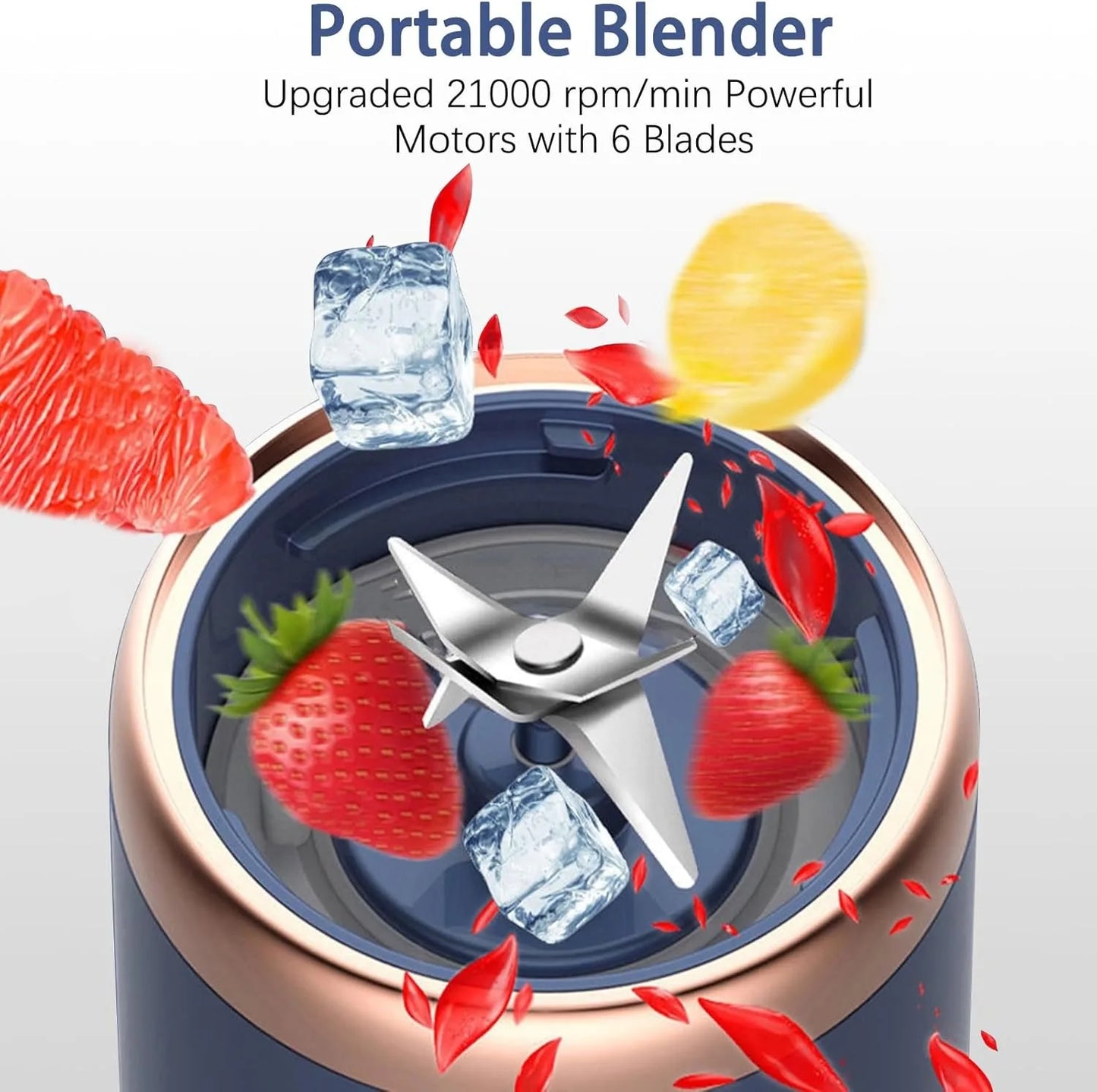 Portable Blender, Personal Mini Blender USB Rechargeable for Shakes and Smoothies, 400ML Portable Fruit Veggie Juicer Cup