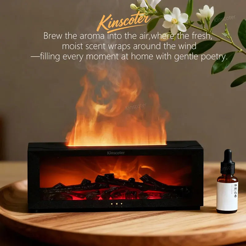 Creative Fireplace Aroma Diffuser Essential Oil Air Humidifier Diffusor Remote Control Desktop Decoration for Home Holiday Gift