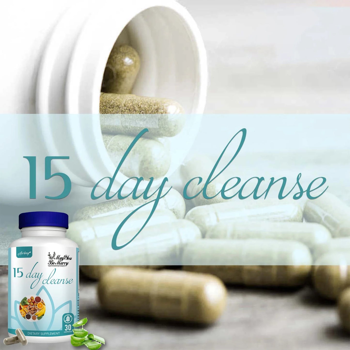 15 Day Cleanse - Promotes Fat Burning, and Reduces Fat Cells,Helps Eliminate Toxins From Blood Circulation - 30 Capsules